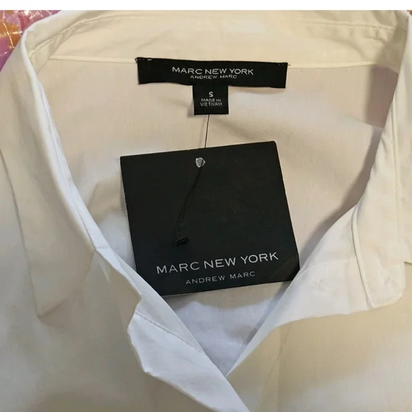 White Long Sleeve Pleated Blouse by Marc New York-NWT-Size Small - Picture 10 of 13